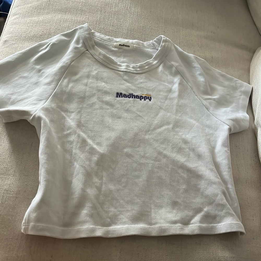 Madhappy Limited Edition ‘LAKERS’ Ribbes Baby Doll Tee in White. Size L